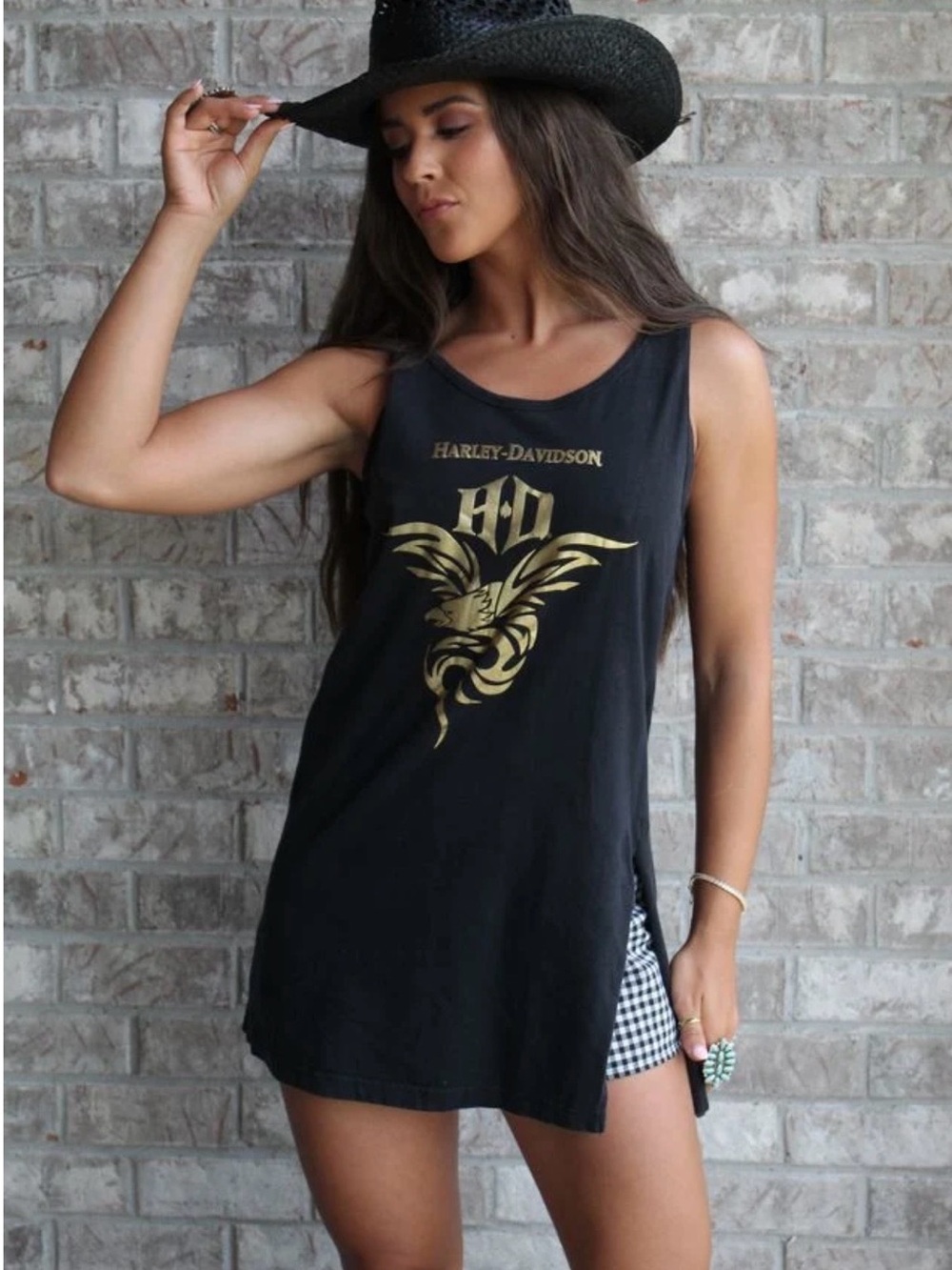 Harley-Davidson Ralph Marlin Black Tank with Gold Eagle Graphic Vintage XXL